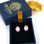 Elegant Pink Crescent Stud Earrings